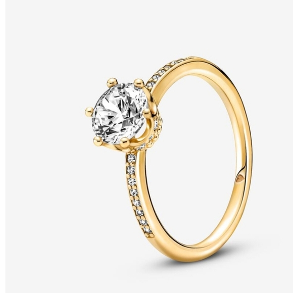 Pandora Clear Sparkling Crown Solitaire Ring - Picture 1 of 12